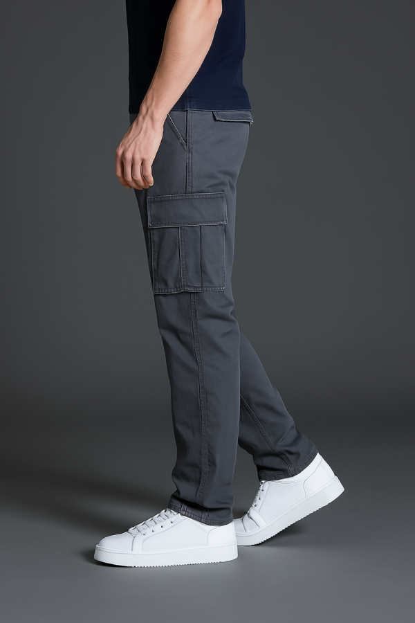 Men’s Dark Grey Cotton Cargo Pants | Casual & Stylish | Down Town Fashion - Image 2