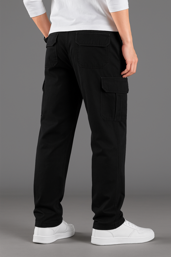 Men’s Black Cargo Pants | Cotton Multi-Pocket Casual Trousers for Men – Down Town Fashion - Image 2