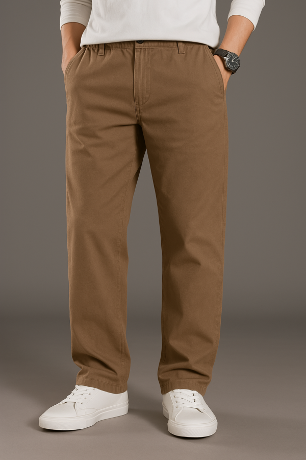 Men's Relaxed Fit Mocha Cargo Pants - Cotton Blend, Casual Wear