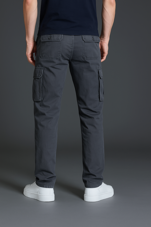Men’s Dark Grey Cotton Cargo Pants | Casual & Stylish | Down Town Fashion - Image 3