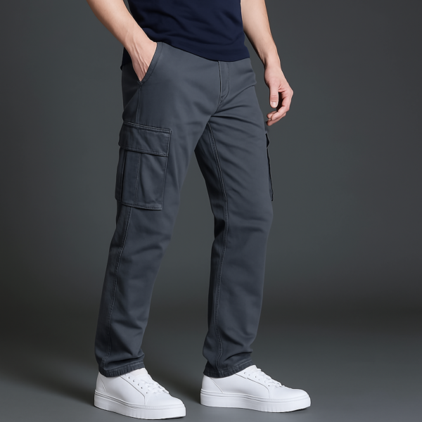 Men’s Dark Grey Cotton Cargo Pants | Casual & Stylish | Down Town Fashion - Image 4