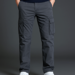 Men’s Dark Grey Cotton Cargo Pants | Casual & Stylish
