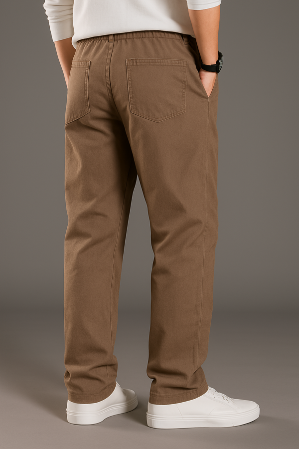 Men's Relaxed Fit Mocha Cargo Pants - Cotton Blend, Casual Wear - Image 3