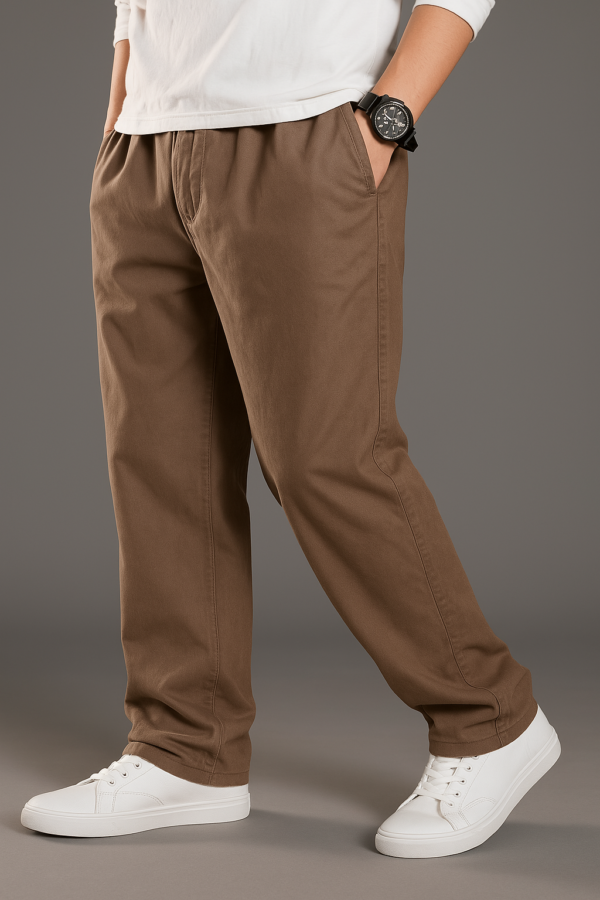 Men's Relaxed Fit Mocha Cargo Pants - Cotton Blend, Casual Wear - Image 4